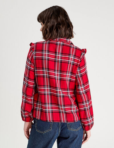 Blouse avec volants rouge femme