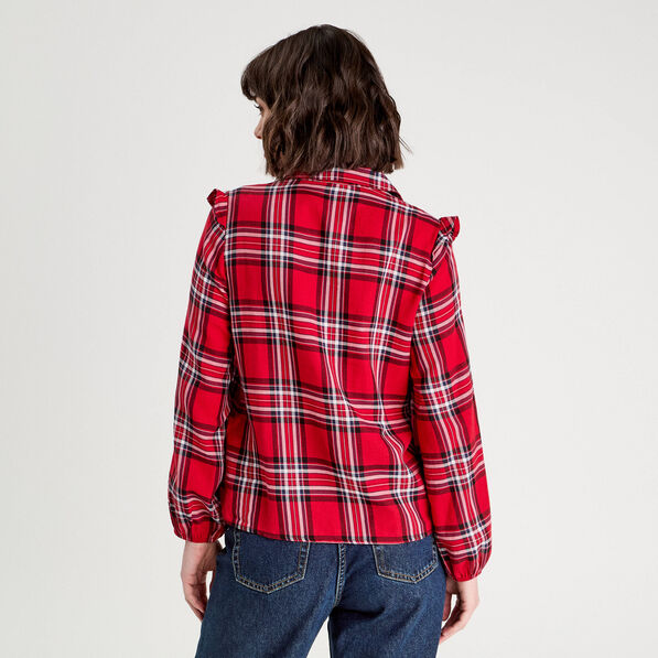 blouse avec volants rouge femme Blouse avec volants rouge femme