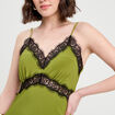 Robe longue ajustée dentelle vert foncé femme