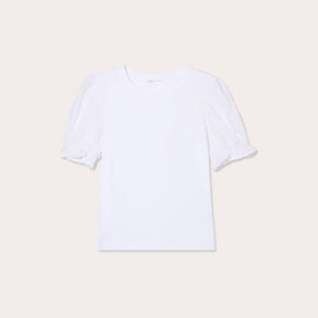 T-shirt manches brodées blanc femme