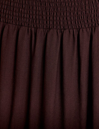 Jupon &eacute;vas&eacute; taille haute marron fonc&eacute; femme