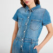 Combinaison manches courtes denim double stone femme