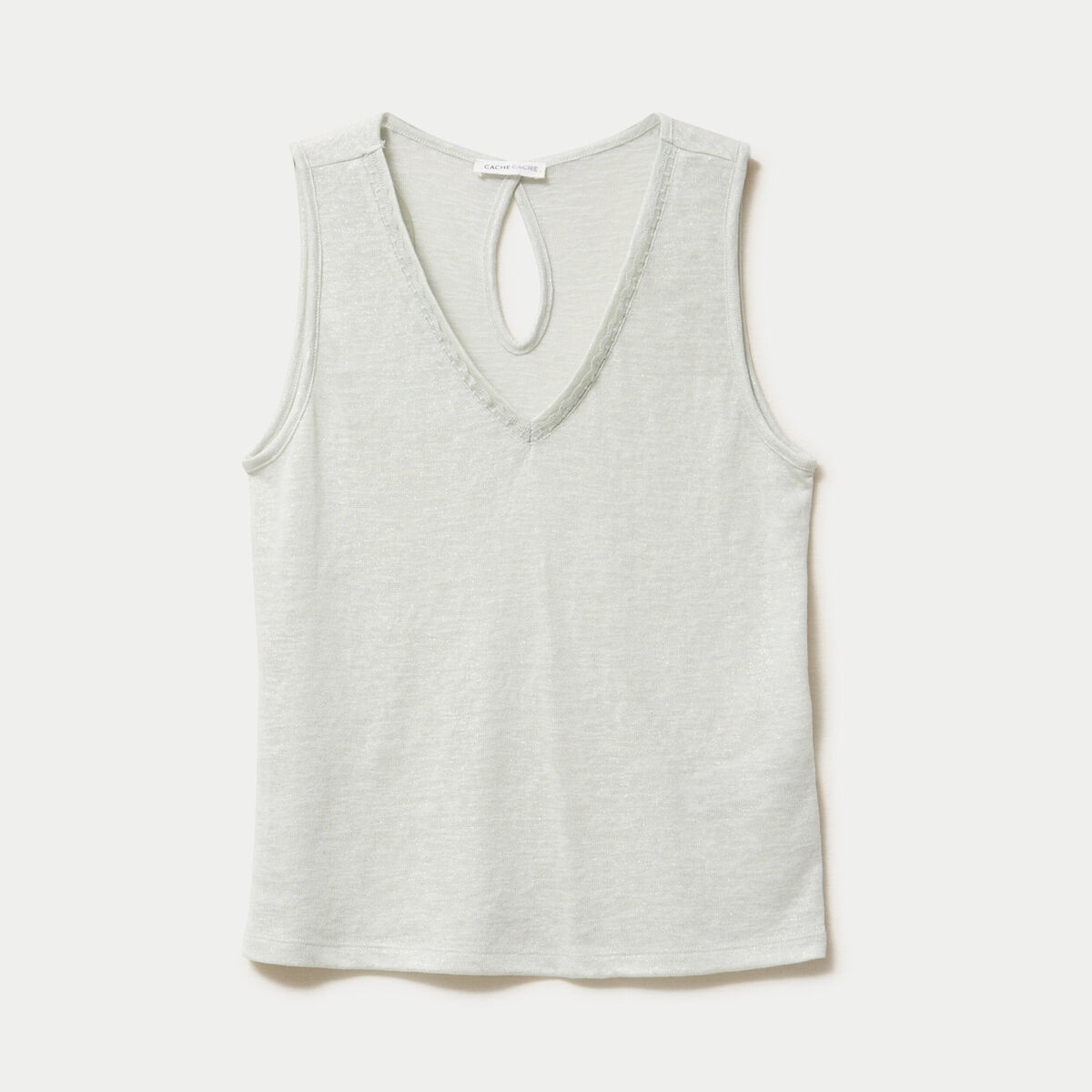 D&eacute;bardeur col v gris argent femme