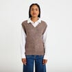 Pull chemise 2-en-1 taupe femme