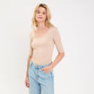 T-shirt thermique manches courtes sable femme