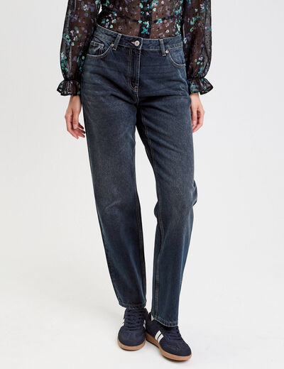 Jeans droit 5 poches denim blue black femme