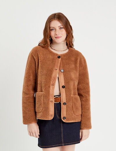 Veste effet polaire beige femme