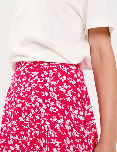 jupe courte évasée stretch rose fushia femme
