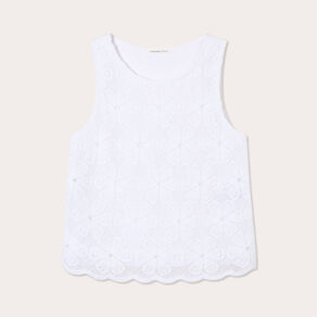 Débardeur dentelle macramé blanc femme