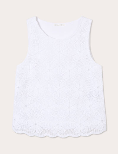 Débardeur dentelle macramé blanc femme