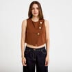 Top ajust&eacute; court sans manches col rond marron femme
