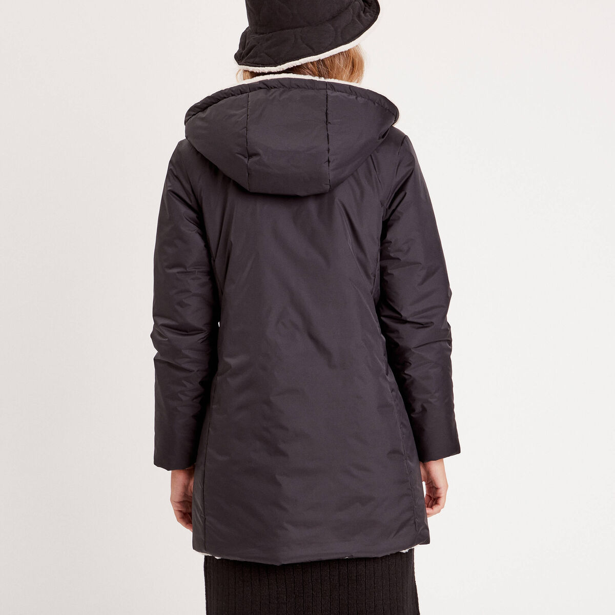 Parka réversible à capuche noir femme