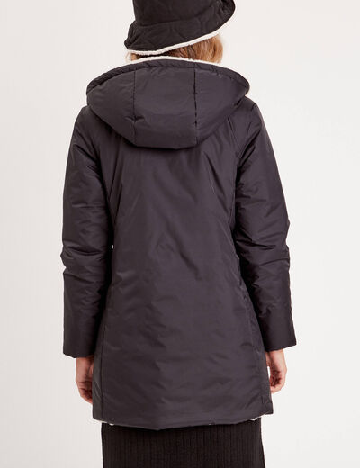 Parka réversible à capuche noir femme