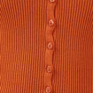 Gilet manches 3/4 boutonné marron cognac femme