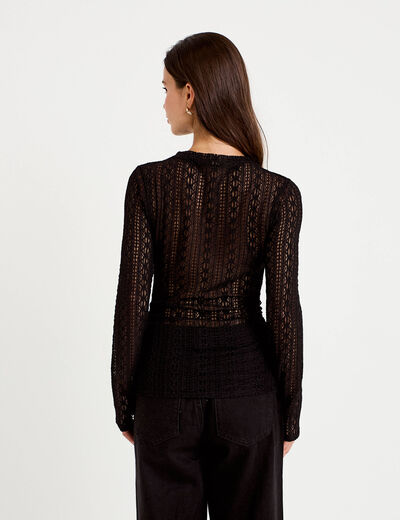 Top ajust&eacute; col montant dentelle noir femme