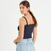 Débardeur smocké bleu marine femme