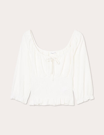 Blouse manches 3/4 blanc femme