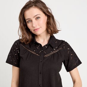 chemise broderie anglaise noir femme Chemise broderie anglaise noir femme