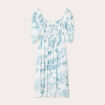 Robe midi évasée smockée ecru femme