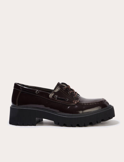 Mocassins &agrave; talon marron fonc&eacute; femme