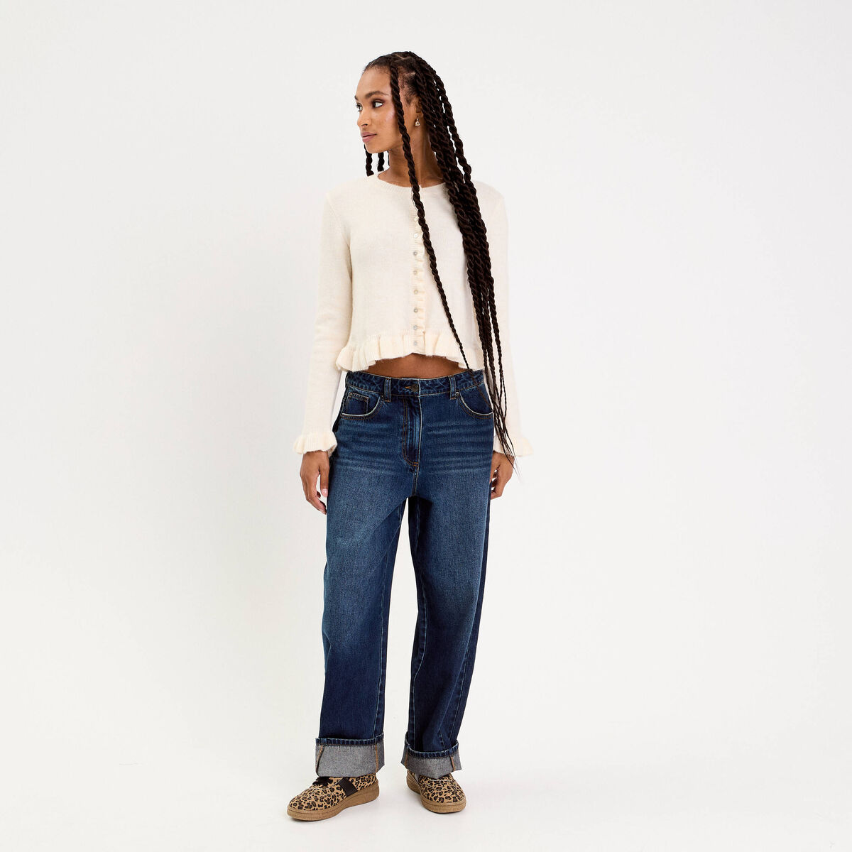 Gilet manches longues ecru femme
