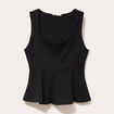Top cintré col carré sans manches noir femme