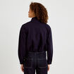 Veste cropped bas resserr&eacute; bleu marine femme