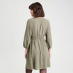 Robe évasée manches 3/4 vert kaki femme