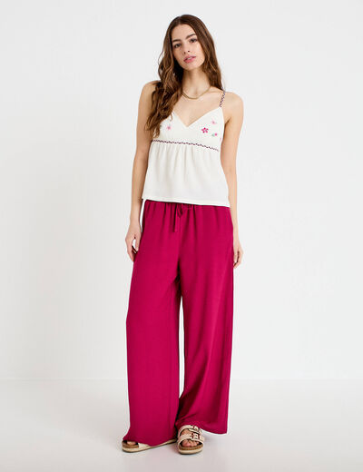 D&eacute;bardeur ajust&eacute; d&eacute;tail broderie ecru femme