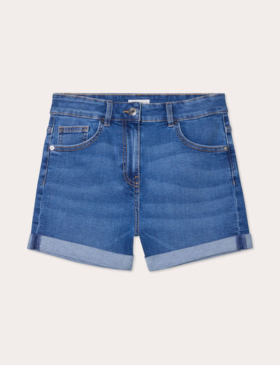 Short slim en jean denim stone femme