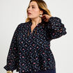 Chemise col v manches longues noir femme