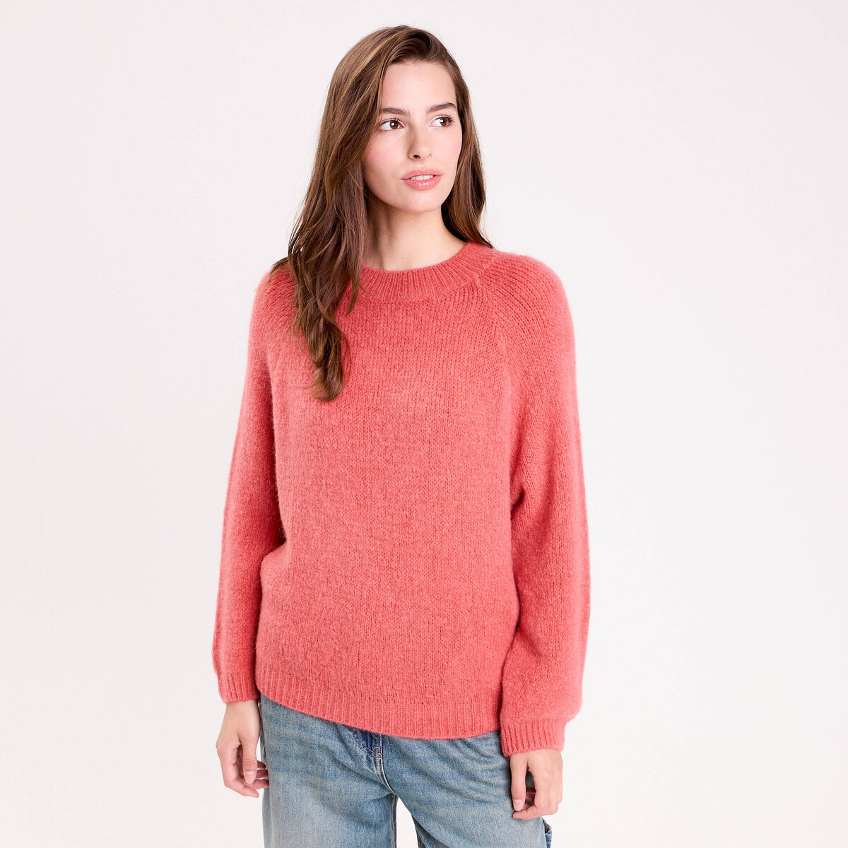 Pull manches longues vieux rose femme