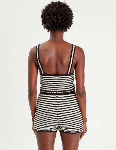 Débardeur crochet cropped noir femme