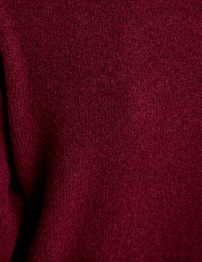 Pull col chemise manches longues bordeaux femme