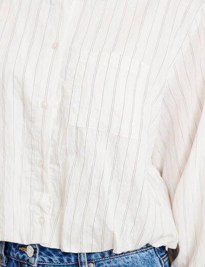 Chemise ample cropped effet boule blanc femme