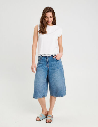 T-shirt sans manches blanc femme