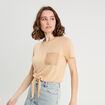 T-shirt détail noeud sable femme
