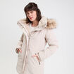 Parka &agrave; capuche fausse fourrure ecru femme