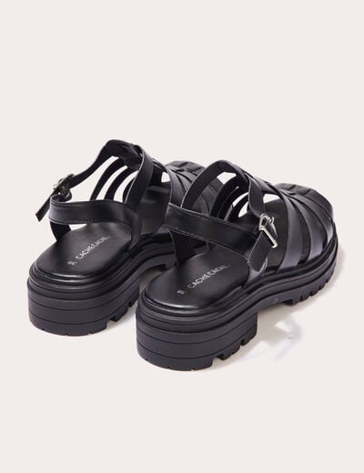 Sandales crantées noir femme