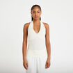 Top cintr&eacute; sans manches avec relief ecru femme