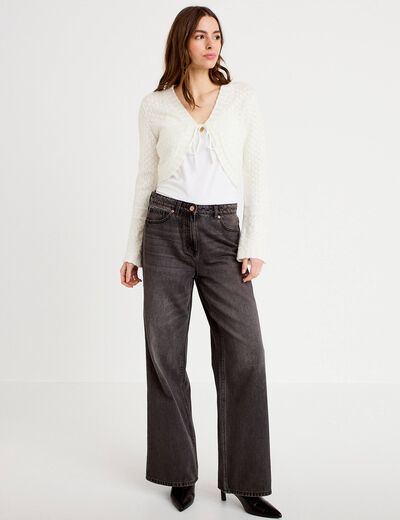 Gilet manches longues ecru femme