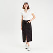 Jupe midi droite en jean noir femme