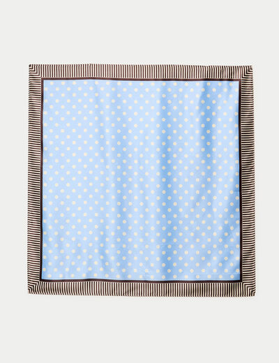 Foulard satin&eacute; soyeux bleu ciel femme