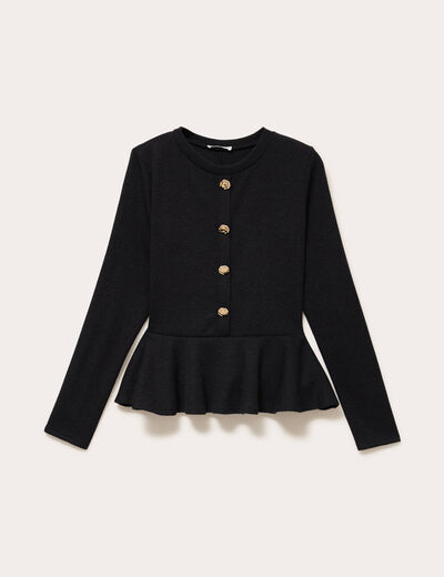 Pull p&eacute;plum avec boutons noir femme