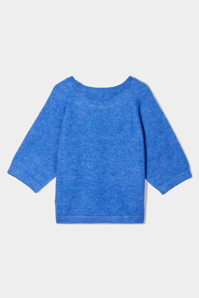 Pull manches courtes bleu electrique femme