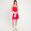 Robe évasée bretelles fines rose framboise femme