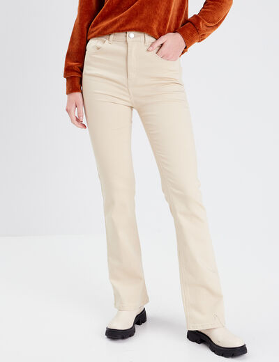 Jeans flare taille haute sable femme