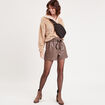 Short droit simili cuir taupe femme