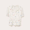 Blouse col V manches courtes blanc femme
