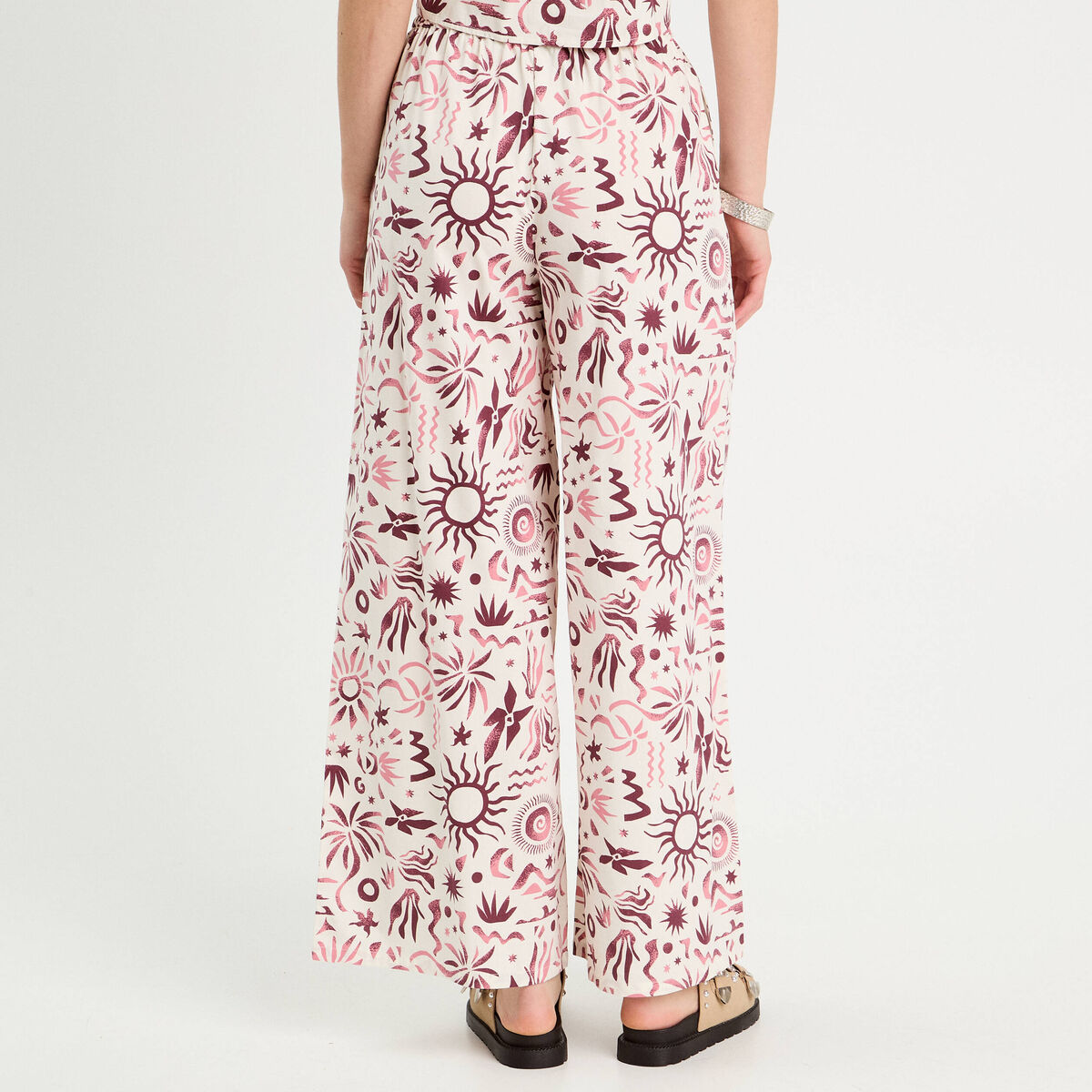 Pantalon large rose femme